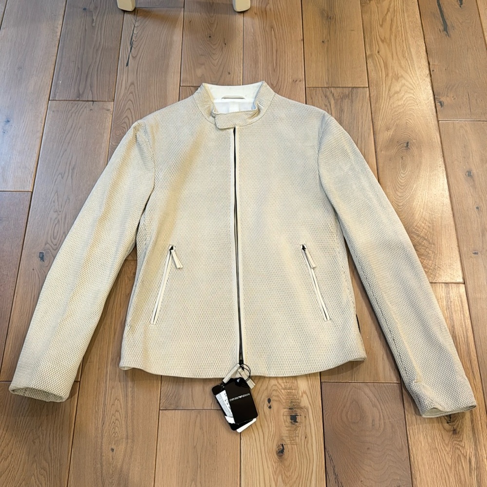 Emporio Armani laser cut Lamb leather Jacket